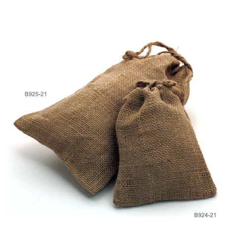 5" x 6" Natural Burlap Bag with Drawstring (12/pk)